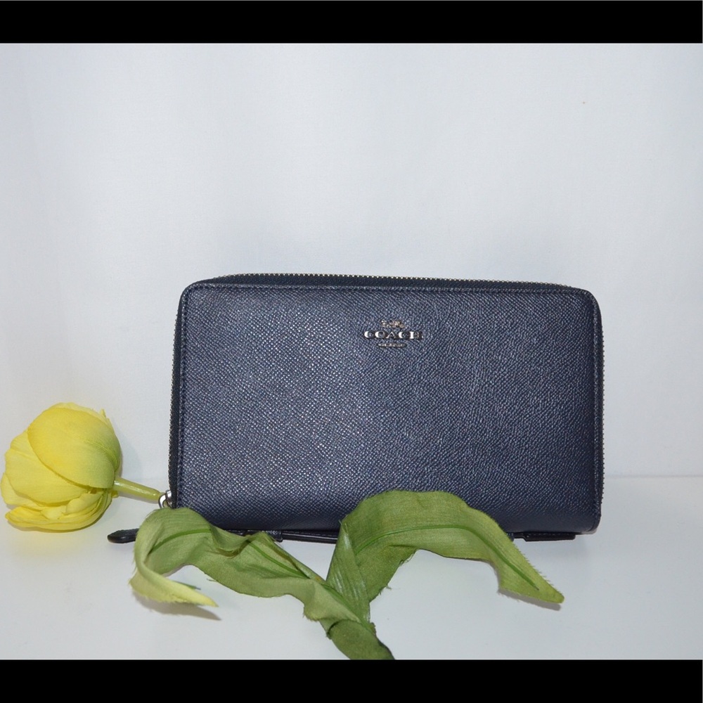 New Coach Double Zip Travel Wallet Organizer